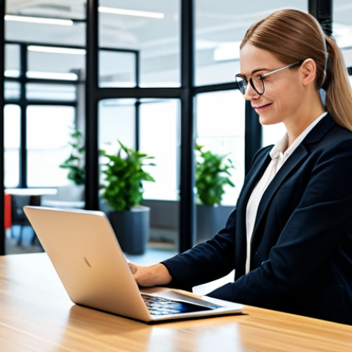 Home 7 A professional individual, fully clothed in a modern business casual outfit, sits focused at a sleek desk in a bright, contemporary co-working space. On the tablet in front of them, a user interface displays clear, positive customer reviews and real-time trust metrics, reflecting the transparency and reliability of a digital sharing platform. The background subtly includes elements like shared communal plants and modern, ergonomic shared furniture, emphasizing a collaborative environment. The image highlights the digital aspects of building trust and community in the sharing economy. safe for work, appropriate content, fully clothed, professional, perfect anatomy, correct proportions, natural pose, well-formed hands, proper finger count, natural body proportions, high quality, photorealistic.