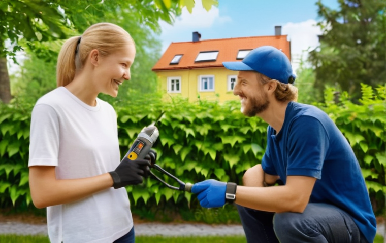 디지털 공유경제와 환경 지속 가능성 - **Prompt:** A warm, inviting scene depicting a successful local tool-sharing exchange in a quintesse...