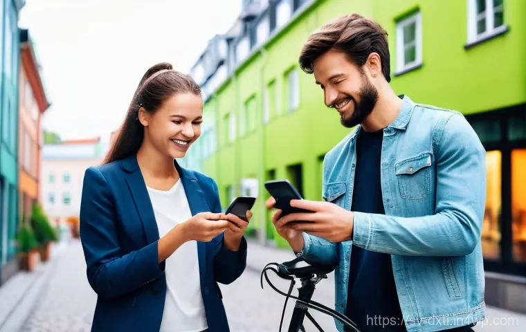 디지털 공유경제에서의 금융 서비스 제공 - **Prompt:** A diverse group of cheerful adults, dressed in comfortable everyday clothing, exchanging...