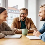 디지털 공유경제에서의 사용자 조사 방법 - **Prompt:** A diverse group of four Swedish adults (two men, two women, aged 30s-50s) are comfortabl...