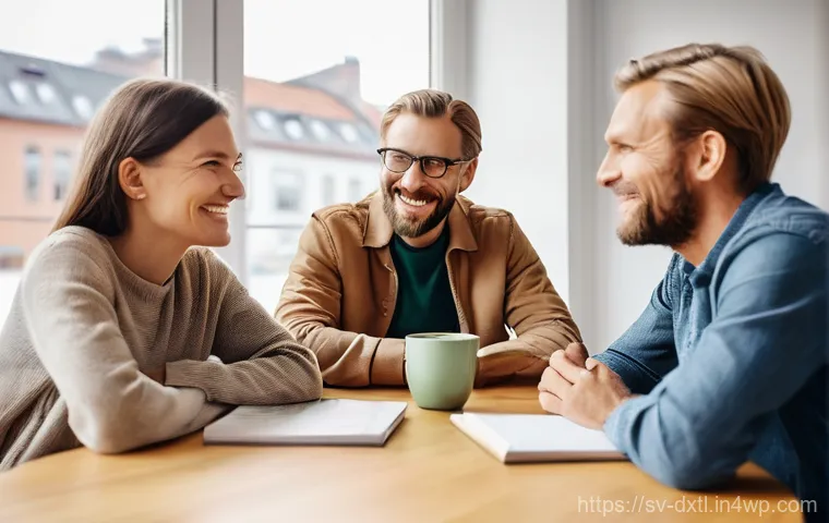 디지털 공유경제에서의 사용자 조사 방법 - **Prompt:** A diverse group of four Swedish adults (two men, two women, aged 30s-50s) are comfortabl...