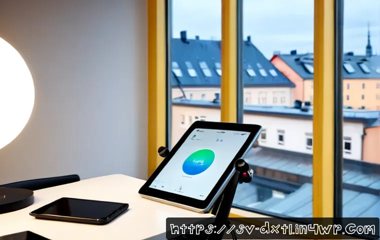 Home 17 디지털 공유경제와 AI의 융합 - Photorealistic modern Stockholm apartment workspace, a Swedish freelance designer using a sleek AI-p...