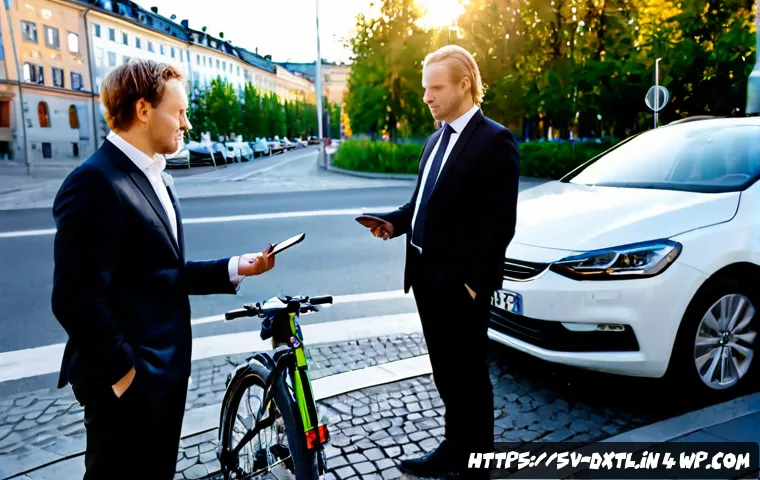 Home 17 디지털 공유경제의 기업 사례 연구 - Photorealistic Swedish car-sharing case study scene in central Stockholm, a diverse team of business...